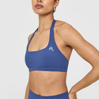 EasyLiftâ„¢ Halter Bralette with White Logo | Shadow Blue