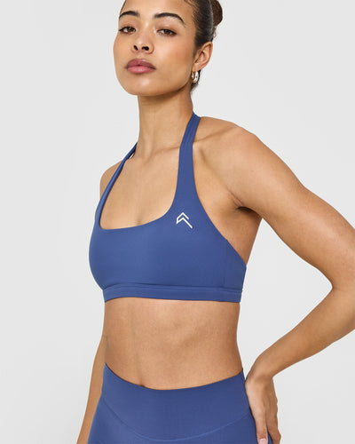 EasyLiftâ„¢ Halter Bralette with White Logo | Shadow Blue
