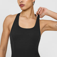 Mellowâ„¢ Rib Scoop Neck Vest with Built in Bra Shelf | Soft Black