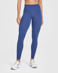 SoftMotionâ„¢ Leggings with White Logo | Shadow Blue