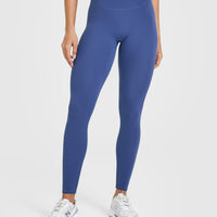 SoftMotionâ„¢ Leggings with White Logo | Shadow Blue