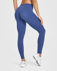 SoftMotionâ„¢ Leggings with White Logo | Shadow Blue