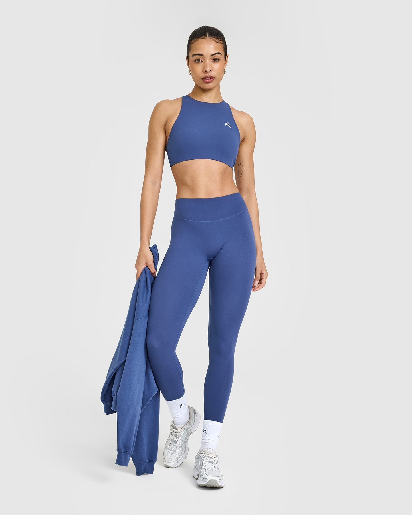 SoftMotionâ„¢ Leggings with White Logo | Shadow Blue
