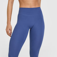 SoftMotionâ„¢ Leggings with White Logo | Shadow Blue
