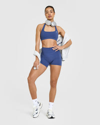 SoftMotionâ„¢ Shorts 6" with White Logo | Shadow Blue