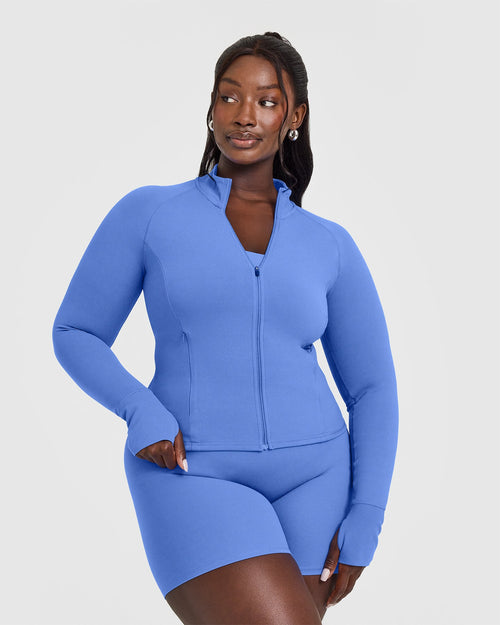 Oner Modal SoftMotion™ Jacket with White Logo | Glaucous Blue