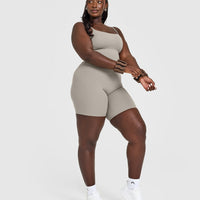 SoftMotion™ Strappy Mid Vest with Built in Bra Shelf with White Logo | Warm Sand