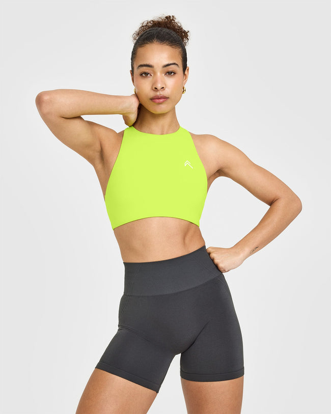 EasyLiftâ„¢ High Neck Sports Bra | Charged Lime Green