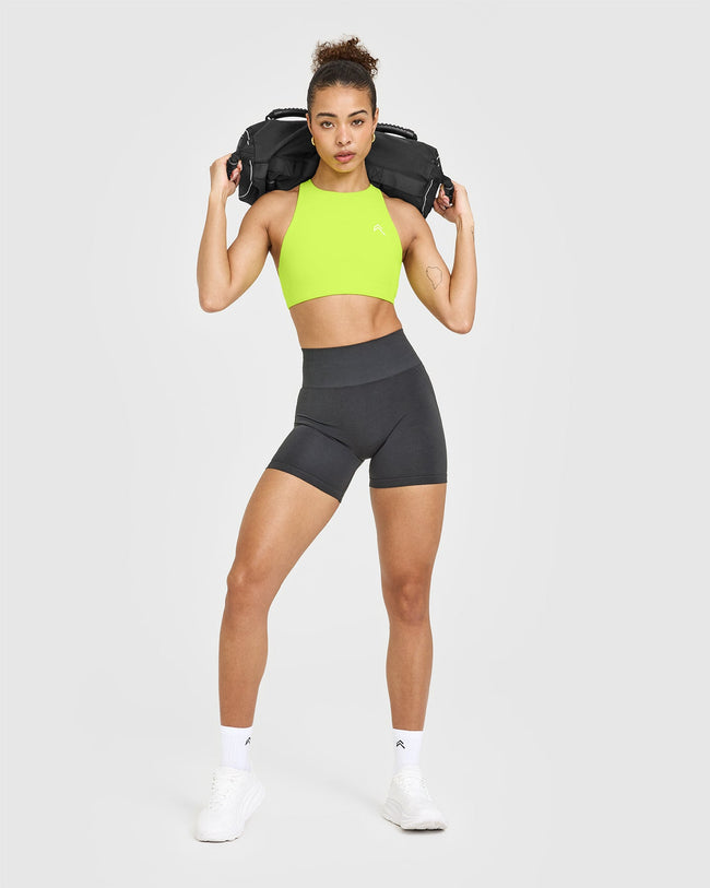 EasyLiftâ„¢ High Neck Sports Bra | Charged Lime Green