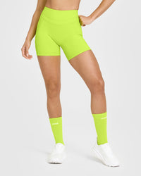 Unified High Waisted Pocket Shorts 6" | Charged Lime Green