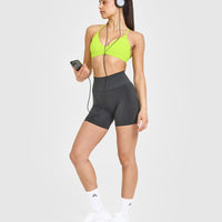 EasyLiftâ„¢ Ultra Minimal V Neck Bralette with White Logo | Charged Lime Green