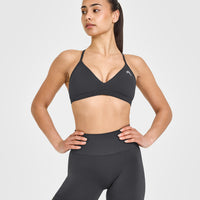 EasyLiftâ„¢ Ultra Minimal V Neck Bralette with White Logo | Coal