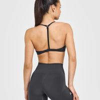 EasyLiftâ„¢ Ultra Minimal V Neck Bralette with White Logo | Coal