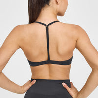EasyLiftâ„¢ Ultra Minimal V Neck Bralette with White Logo | Coal