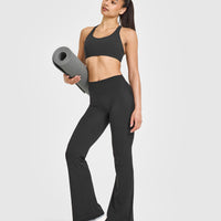SoftMotionâ„¢ Sports Bra with White Logo | Soft Black