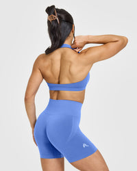EasyLiftâ„¢ Halter Bralette with White Logo | Glaucous Blue
