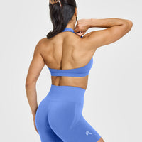 EasyLiftâ„¢ Halter Bralette with White Logo | Glaucous Blue