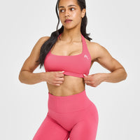 EasyLiftâ„¢ Halter Bralette with White Logo | Velvet Pink