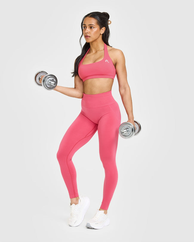 EasyLiftâ„¢ Halter Bralette with White Logo | Velvet Pink