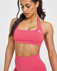 EasyLiftâ„¢ Halter Bralette with White Logo | Velvet Pink