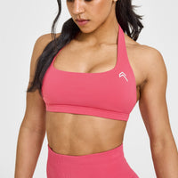 EasyLiftâ„¢ Halter Bralette with White Logo | Velvet Pink