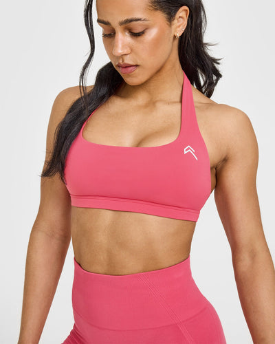 EasyLiftâ„¢ Halter Bralette with White Logo | Velvet Pink
