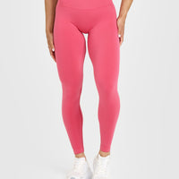 Effortless Seamless Leggings with White Logo | Velvet Pink