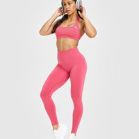 Effortless Seamless Leggings with White Logo | Velvet Pink