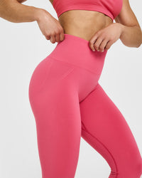 Effortless Seamless Leggings with White Logo | Velvet Pink