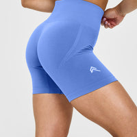 Effortless Seamless Shorts with White Logo | Glaucous Blue