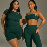 Effortless Seamless Shorts with White Logo | Racing Green