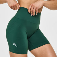Effortless Seamless Shorts with White Logo | Racing Green