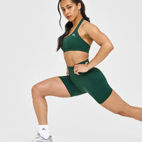 Effortless Seamless Shorts with White Logo | Racing Green