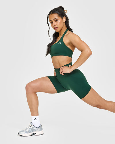 Effortless Seamless Shorts with White Logo | Racing Green