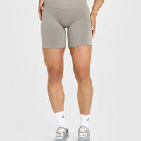 Effortless Seamless Shorts with White Logo | Warm Sand