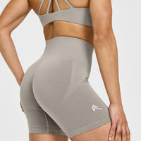 Effortless Seamless Shorts with White Logo | Warm Sand