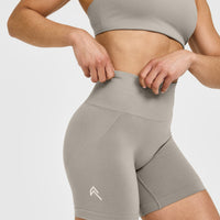 Effortless Seamless Shorts with White Logo | Warm Sand