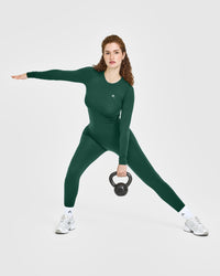 Go To Seamless Fitted Long Sleeve Top | Racing Green