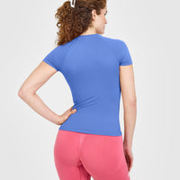 Go To Seamless Fitted Top | Light Glaucous Blue