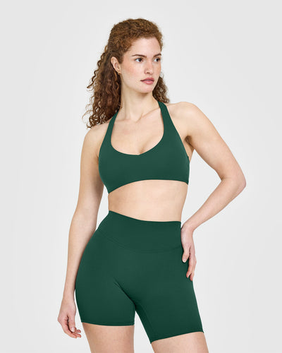 SoftMotion™ Bralette with White Logo | Dark Racing Green