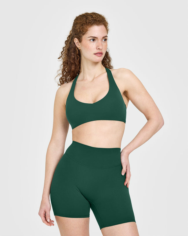 SoftMotion™ Bralette with White Logo | Dark Racing Green