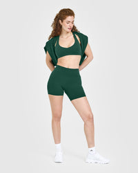 SoftMotion™ Bralette with White Logo | Dark Racing Green