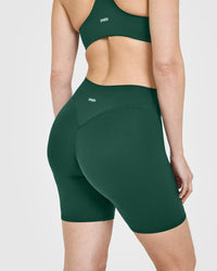 SoftMotion™ Cycling Shorts 8" with White Logo | Dark Racing Green