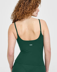 SoftMotion™ Strappy Vest with Built in Bra Shelf | Dark Racing Green