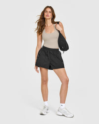 Mellow™ Rib Square Neck Mid Vest with Built in Bra Shelf | Cloud Grey