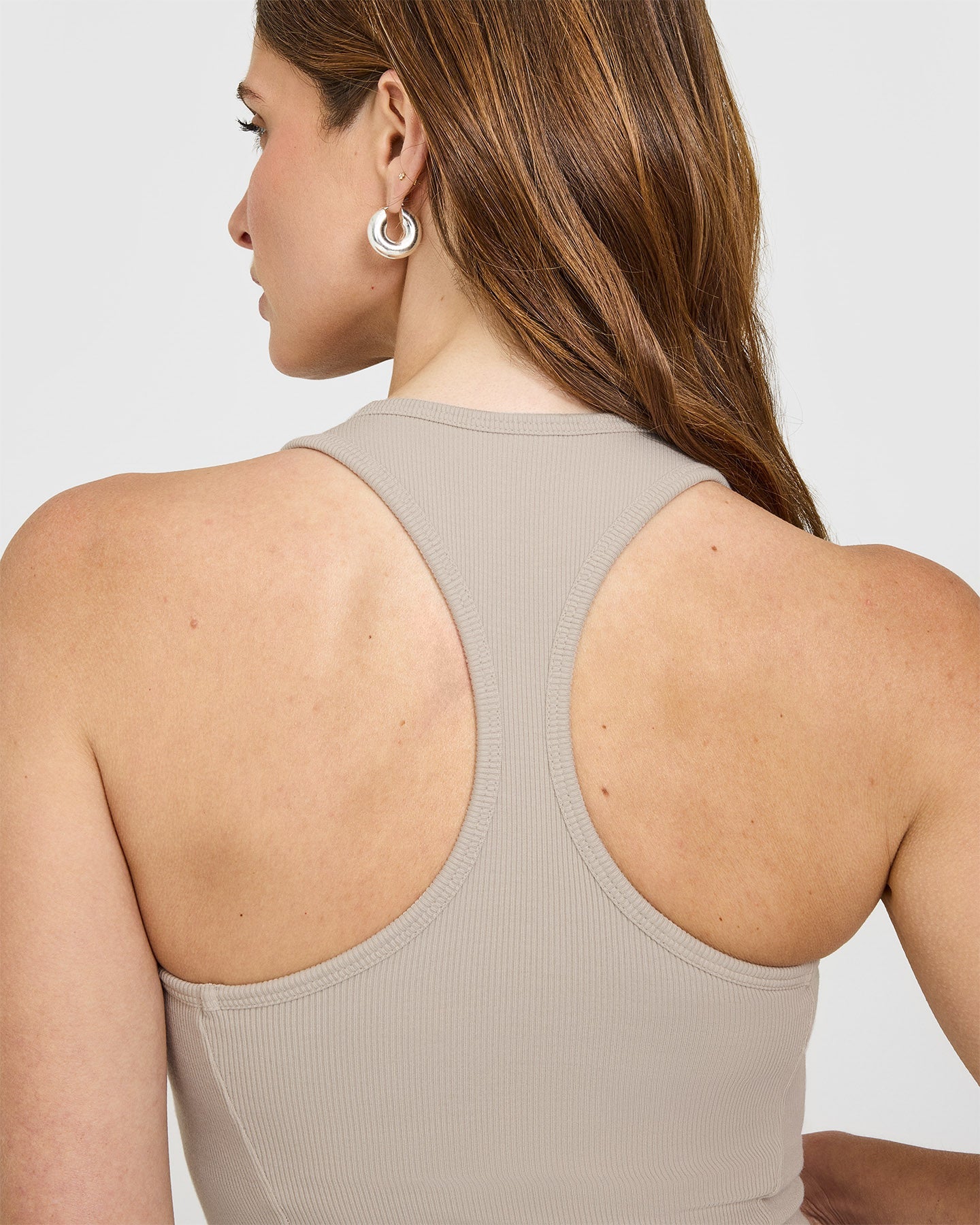 Mellow™ Rib Square Neck Mid Vest with Built in Bra Shelf | Cloud Grey