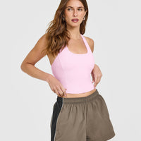 Mellow™ Rib Square Neck Mid Vest with Built in Bra Shelf | Chalk Pink