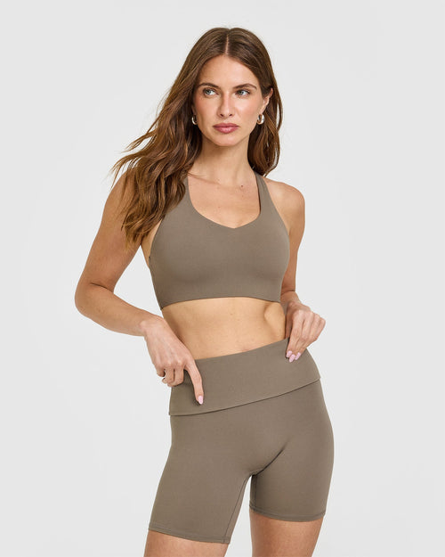 Oner Modal SoftMotion™ Sports Bra with White Logo | Moss Brown