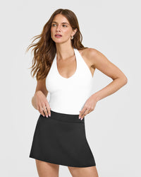 SoftMotion™ Halter Neck Mid Vest with Built in Bra Shelf | White