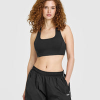 Mellow™ Rib Square Neck Bra | Soft Black